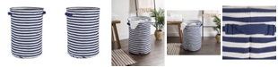 Design Imports Polyethylene Coated Herringbone Woven Cotton Laundry Hamper Stripe French Round